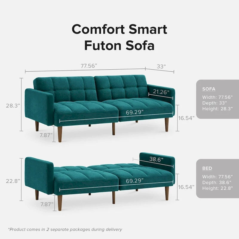 Canapé Futon Convertible avec Dossier Inclinable Séparé