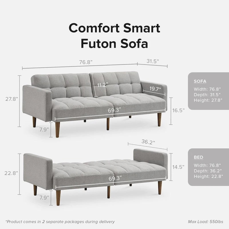 Canapé Futon Convertible avec Dossier Inclinable Séparé