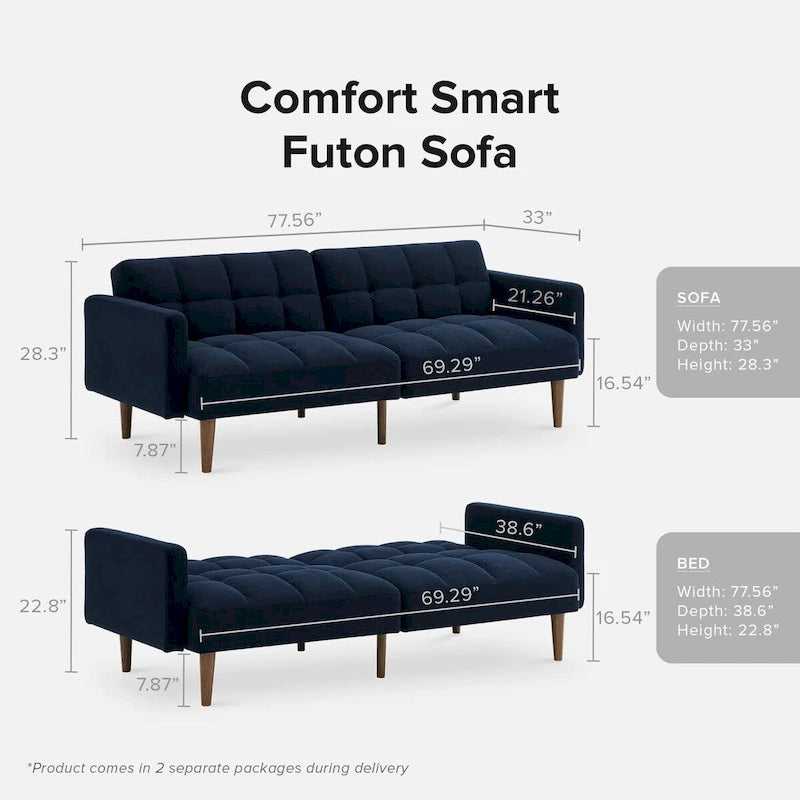 Canapé Futon Convertible avec Dossier Inclinable Séparé