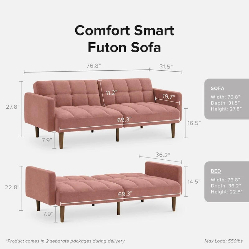 Canapé Futon Convertible avec Dossier Inclinable Séparé
