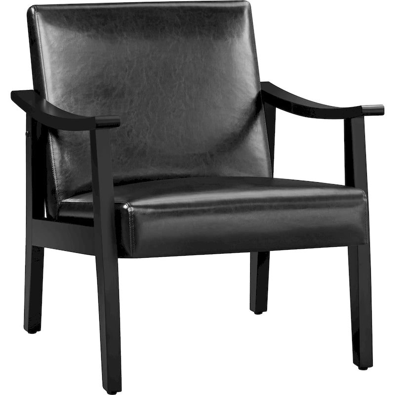 Fauteuil d'appoint rembourré en bouclette avec pieds en bois massif