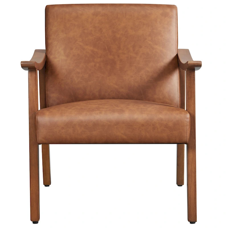 Fauteuil d'appoint rembourré en bouclette avec pieds en bois massif