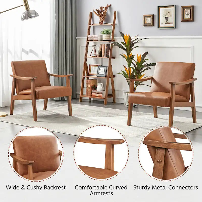 Fauteuil d'appoint rembourré en bouclette avec pieds en bois massif