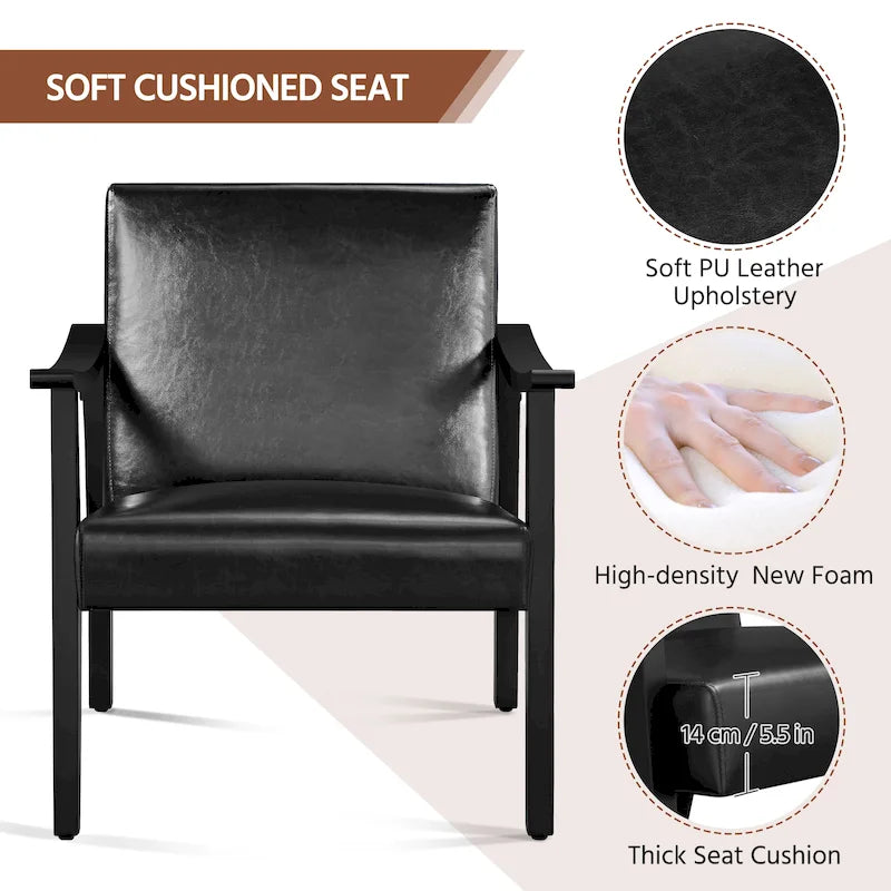 Fauteuil d'appoint rembourré en bouclette avec pieds en bois massif