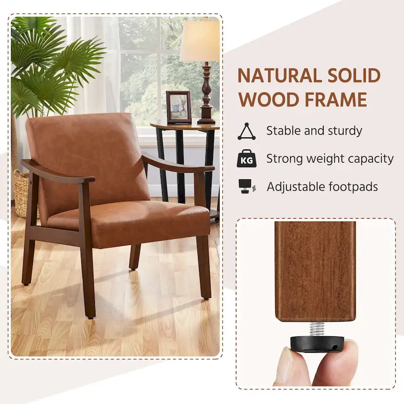Fauteuil d'appoint rembourré en bouclette avec pieds en bois massif