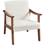 Fauteuil d'appoint rembourré en bouclette avec pieds en bois massif