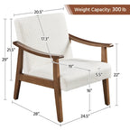 Fauteuil d'appoint rembourré en bouclette avec pieds en bois massif