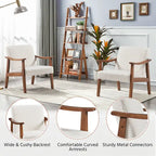 Fauteuil d'appoint rembourré en bouclette avec pieds en bois massif