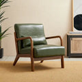 Fauteuil d'appoint moderne du milieu du siècle en cuir PU avec oreiller – 25.75"L x 33.75"P x 30.75"H