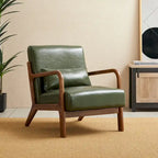 Fauteuil d'appoint moderne du milieu du siècle en cuir PU avec oreiller – 25.75"L x 33.75"P x 30.75"H