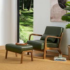 Fauteuil d'appoint moderne du milieu du siècle en cuir PU avec oreiller – 25.75"L x 33.75"P x 30.75"H