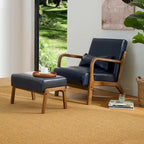 Fauteuil d'appoint moderne du milieu du siècle en cuir PU avec oreiller – 25.75"L x 33.75"P x 30.75"H