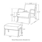 Fauteuil d'appoint moderne du milieu du siècle en cuir PU avec oreiller – 25.75"L x 33.75"P x 30.75"H