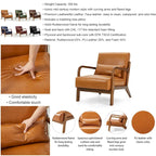 Fauteuil d'appoint moderne du milieu du siècle en cuir PU avec oreiller – 25.75"L x 33.75"P x 30.75"H