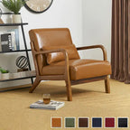 Fauteuil d'appoint moderne du milieu du siècle en cuir PU avec oreiller – 25.75"L x 33.75"P x 30.75"H
