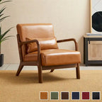 Fauteuil d'appoint moderne du milieu du siècle en cuir PU avec oreiller – 25.75"L x 33.75"P x 30.75"H