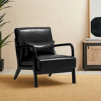 Fauteuil d'appoint moderne du milieu du siècle en cuir PU avec oreiller – 25.75"L x 33.75"P x 30.75"H