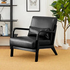 Fauteuil d'appoint moderne du milieu du siècle en cuir PU avec oreiller – 25.75"L x 33.75"P x 30.75"H