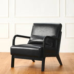 Fauteuil d'appoint moderne du milieu du siècle en cuir PU avec oreiller – 25.75"L x 33.75"P x 30.75"H