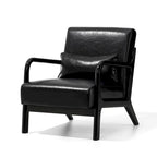 Fauteuil d'appoint moderne du milieu du siècle en cuir PU avec oreiller – 25.75"L x 33.75"P x 30.75"H
