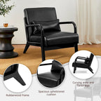 Fauteuil d'appoint moderne du milieu du siècle en cuir PU avec oreiller – 25.75"L x 33.75"P x 30.75"H