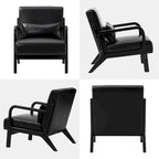 Fauteuil d'appoint moderne du milieu du siècle en cuir PU avec oreiller – 25.75"L x 33.75"P x 30.75"H