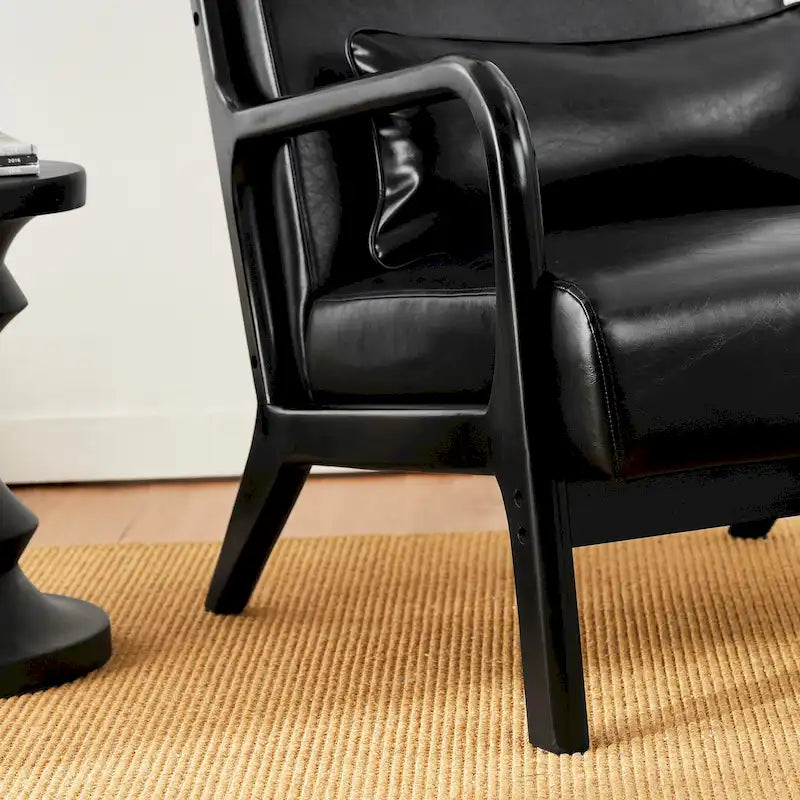 Fauteuil d'appoint moderne du milieu du siècle en cuir PU avec oreiller – 25.75"L x 33.75"P x 30.75"H