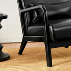 Fauteuil d'appoint moderne du milieu du siècle en cuir PU avec oreiller – 25.75"L x 33.75"P x 30.75"H