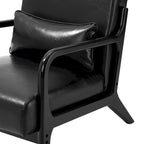 Fauteuil d'appoint moderne du milieu du siècle en cuir PU avec oreiller – 25.75"L x 33.75"P x 30.75"H