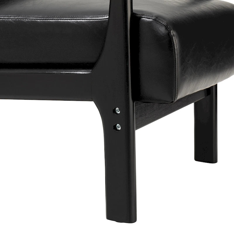 Fauteuil d'appoint moderne du milieu du siècle en cuir PU avec oreiller – 25.75"L x 33.75"P x 30.75"H