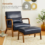 Fauteuil d'appoint moderne du milieu du siècle en cuir PU avec oreiller – 25.75"L x 33.75"P x 30.75"H