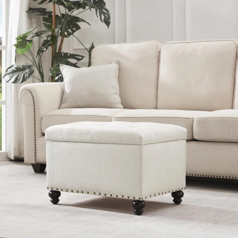 Banc ottoman de rangement avec couvercle capitonné