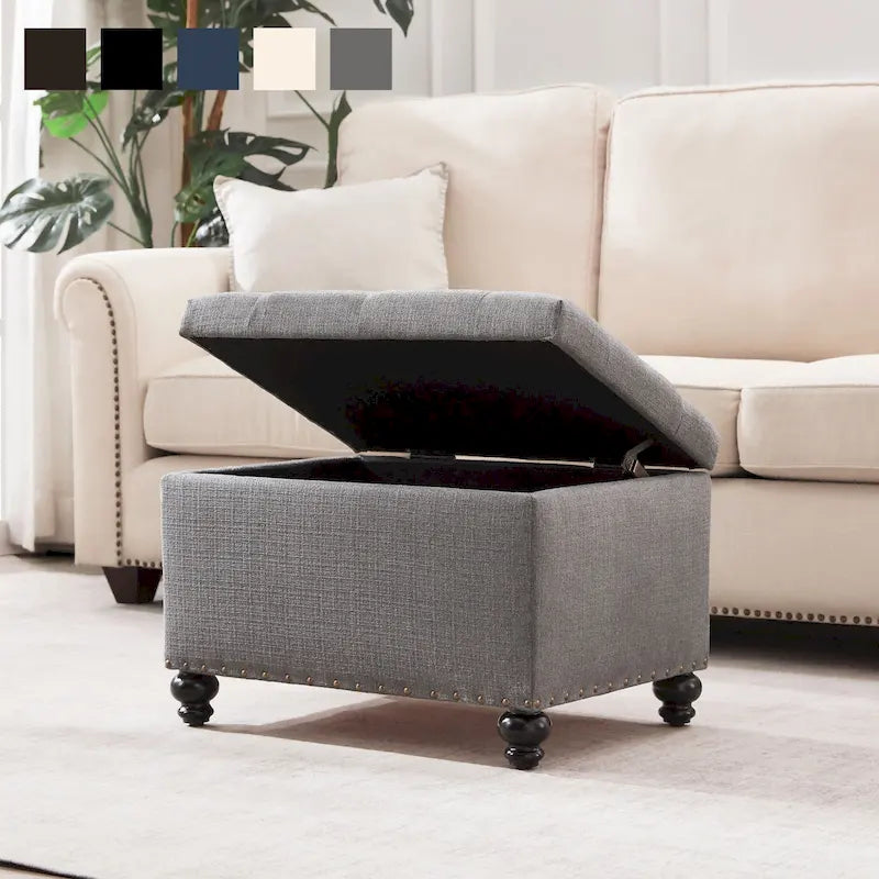 Banc ottoman de rangement avec couvercle capitonné