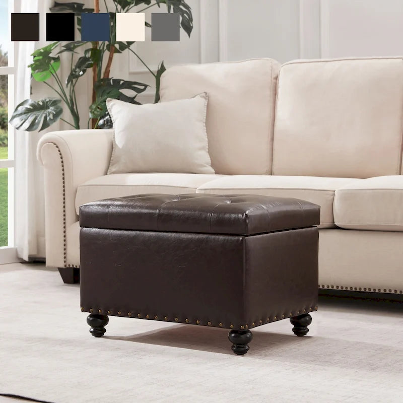Banc ottoman de rangement avec couvercle capitonné