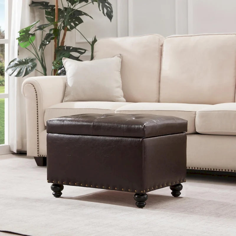 Banc ottoman de rangement avec couvercle capitonné