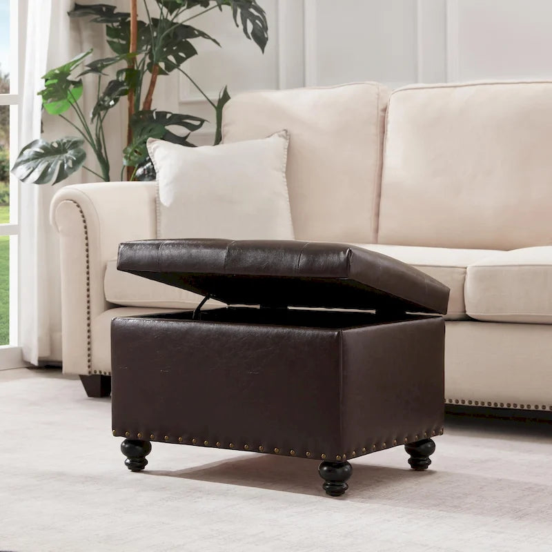 Banc ottoman de rangement avec couvercle capitonné