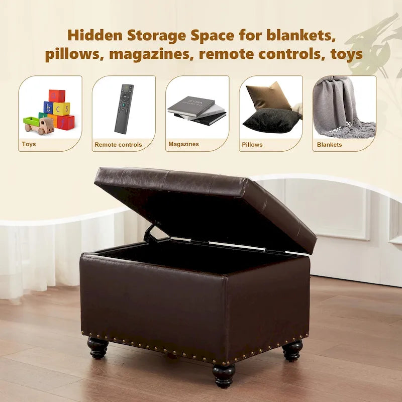 Banc ottoman de rangement avec couvercle capitonné