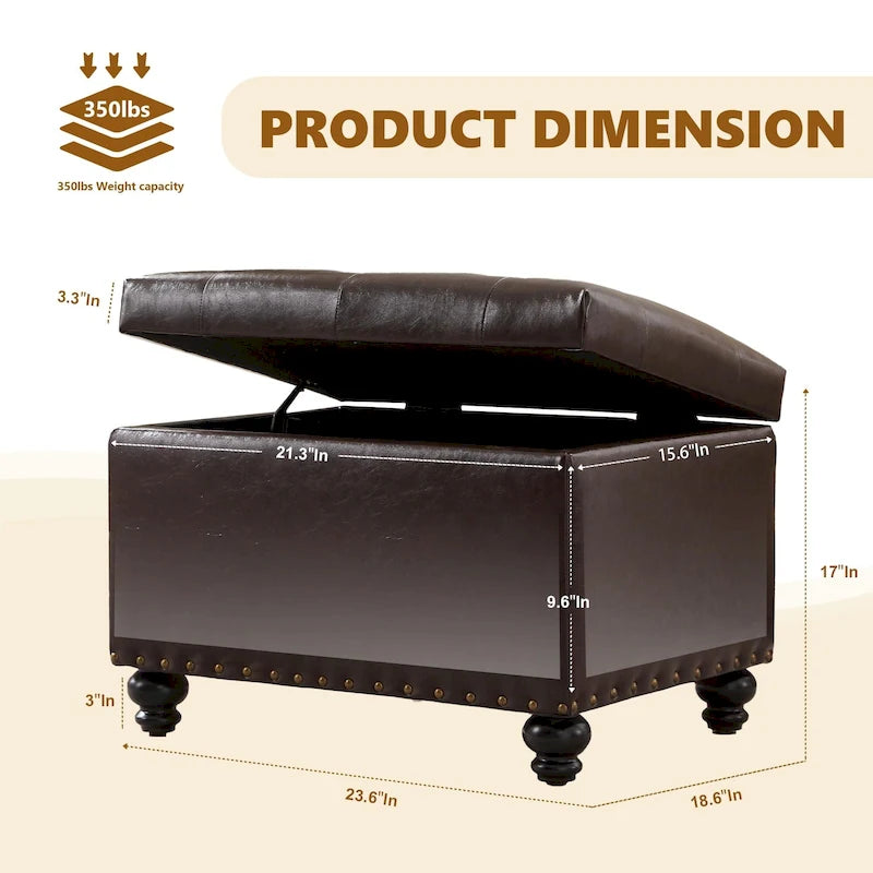 Banc ottoman de rangement avec couvercle capitonné