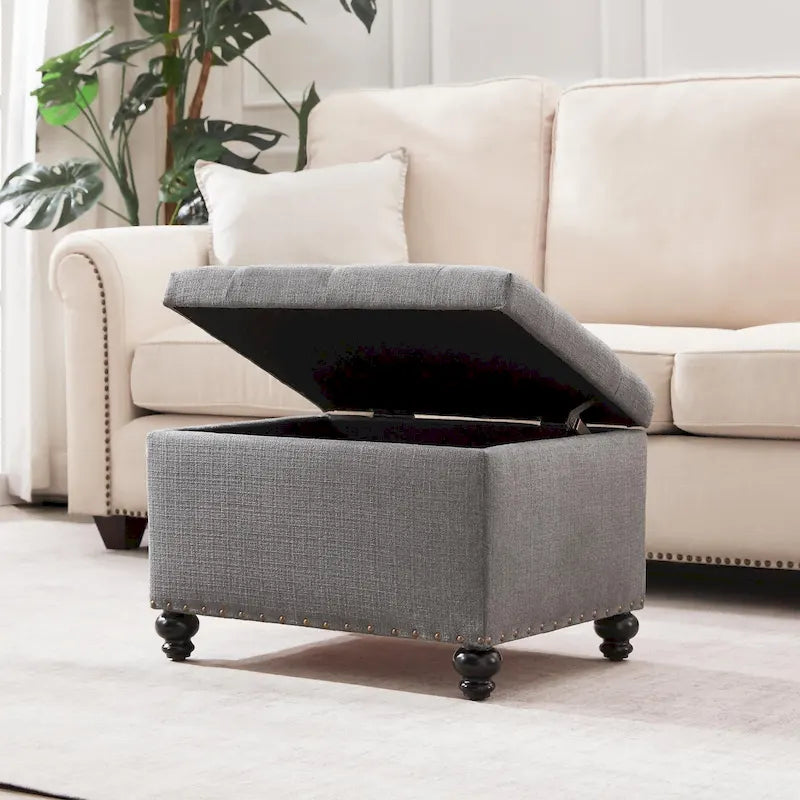 Banc ottoman de rangement avec couvercle capitonné