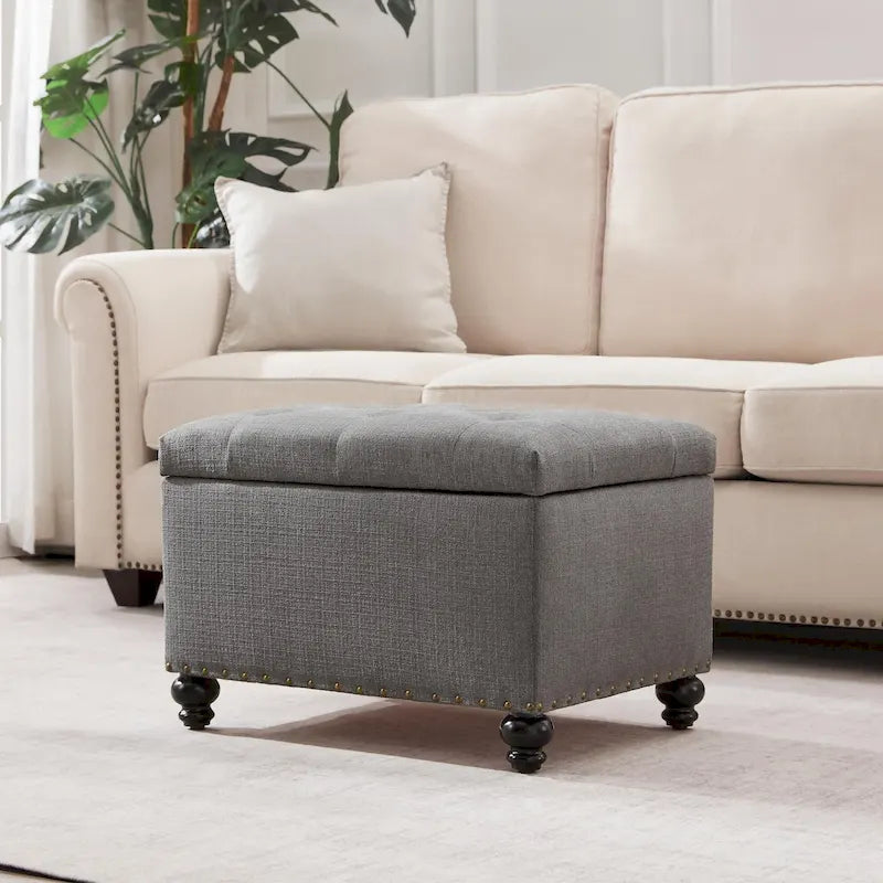 Banc ottoman de rangement avec couvercle capitonné