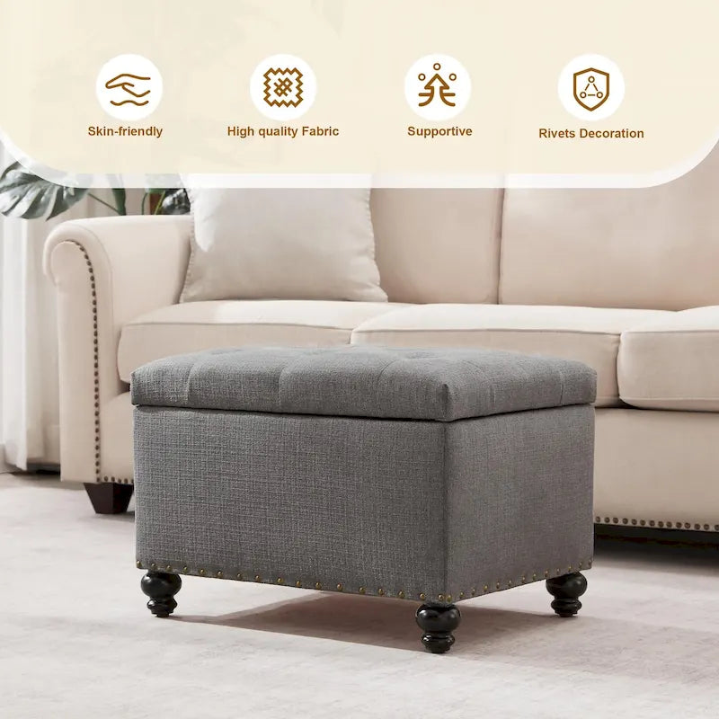 Banc ottoman de rangement avec couvercle capitonné