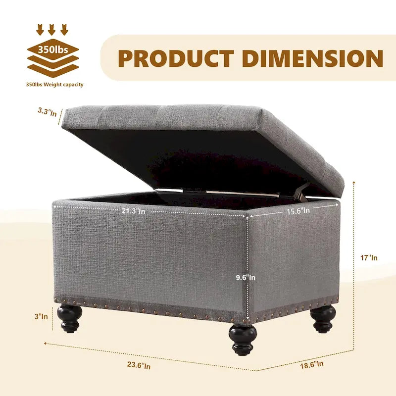 Banc ottoman de rangement avec couvercle capitonné