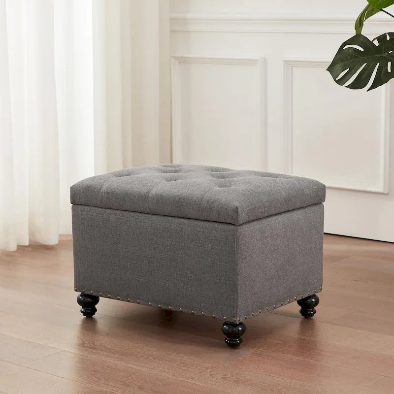 Banc ottoman de rangement avec couvercle capitonné