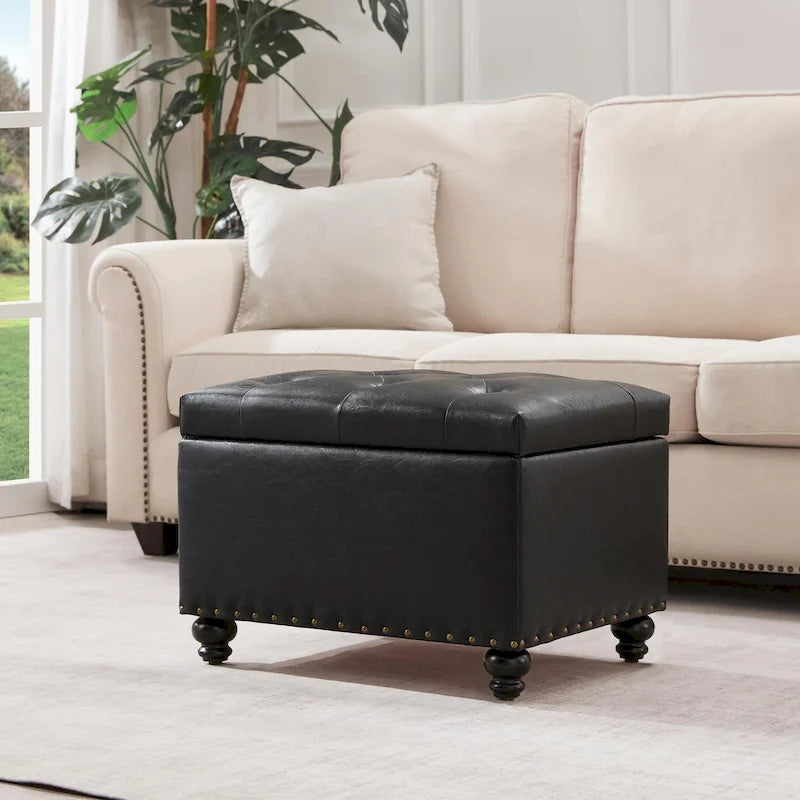 Banc ottoman de rangement avec couvercle capitonné