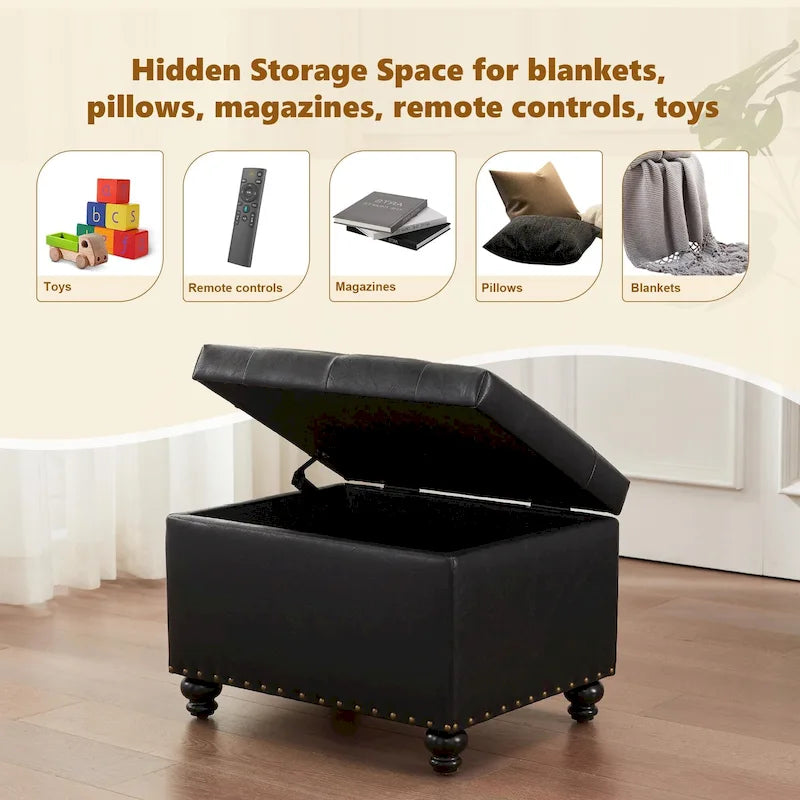 Banc ottoman de rangement avec couvercle capitonné
