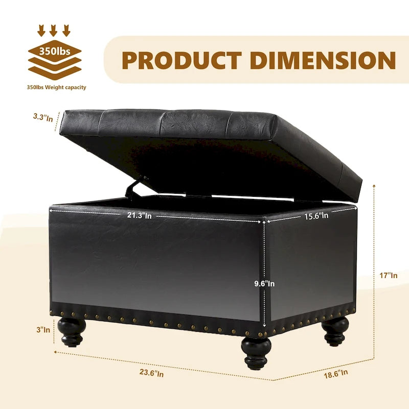 Banc ottoman de rangement avec couvercle capitonné