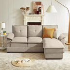 Canapé d'angle en L avec pouf, 208 cm