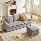 Canapé d'angle en L avec pouf, 208 cm