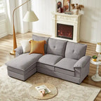 Canapé d'angle en L avec pouf, 208 cm