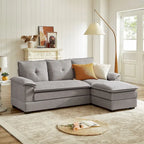 Canapé d'angle en L avec pouf, 208 cm